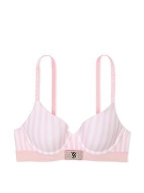 Victoria's Secret Pink & White Striped Lightly Lined Underwire Bra